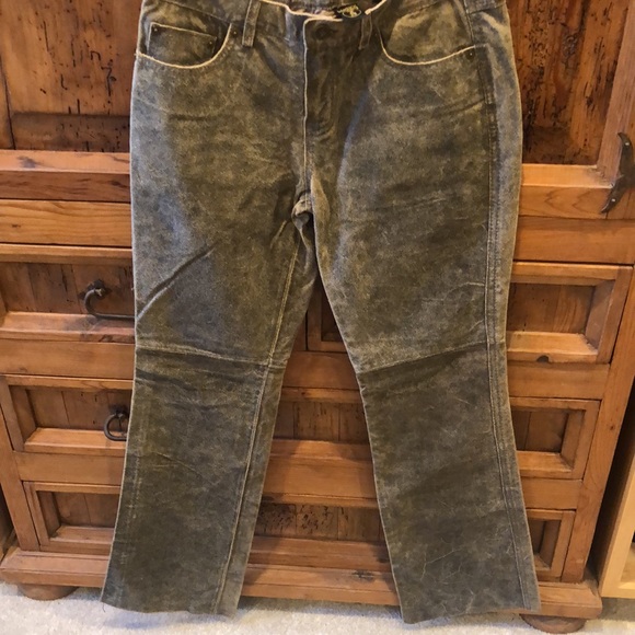 VINTAGE LEATHER LUCKY BRAND WIDE LEG FLARE PANTS - Picture 3 of 10